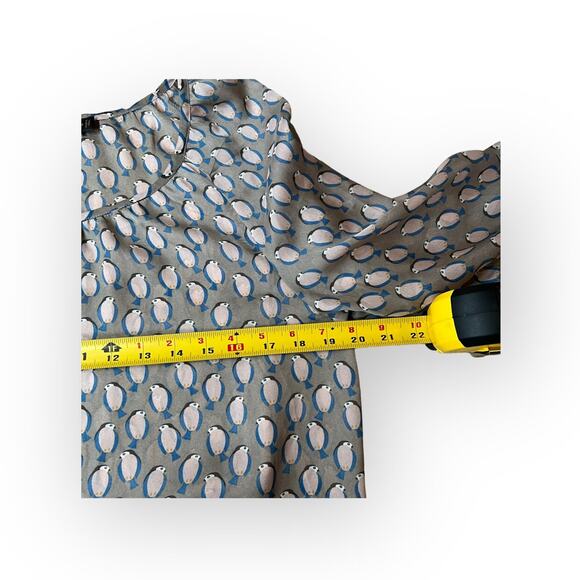 Women's Limited Bird Print Silk Like Blouse - Picture 10 of 10